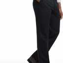 Mens Dress Pants Classic Fit Flat Front Hidden Expandable Waist No Iron Wrinkle Free Business Casual Formal Work to Weekend (Black, L)