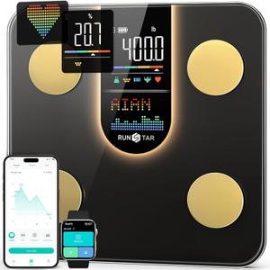 RunStar Scale for Body Weight, Smart Scale with 8-in-1 VA Display, High Precision Bathroom Digital Scale for Body Weight Heart Rate BMI Body Fat 22 Body Composition Sync APP, FSA&HSA Eligible RunStar Scale for Body Weight, Smart Scale with 8-in-1 VA Display, High Precision Bathroom Digital Scale for Body Weight Heart Rate BMI Body Fat 22 Body Composition Sync APP, FSA&HSA Eligible