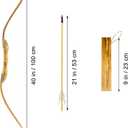 Basbon Wooden Bow and Arrow Set, 40 Inch Handmade Wooden Bow and Arrow Cosplay Costume Prop Archery Set Games Toys, 1 Bows 1 Quivers and 5 Feather Arrows, Gifts for Kids Youth Boys and Girls