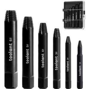 toolant 6pcs Screw Extractor Set, S2 Steel Bolt & Nut Remover Socket Tool Kit, Stripped Bolt Extractor for Damaged Screws and Bolts