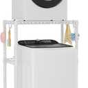 ULIFHOME U16 Upgraded Washer Dryer Stacking Rack for Narrow Laundry Room and Bathroom, Metal Over Washer and Dryer Storage Shelves for Saving Space, 29.5" W x 23.6" D x 53.1" H, White