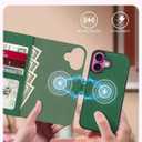 LUHOURI for iPhone 17 Case Wallet - Wireless Charging Compatible Detachable Flip Folio Leather Cover - RFID Blocking 4 Card Slots Holder - Protective Phone Case for Women/Men - Green
