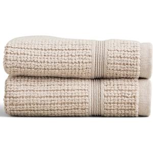 Preston Lane Duoro Washcloth Set  2 Pack Luxury Cotton Towels, Ultra Soft & Absorbent, Quick-Dry Spa-Quality Bathroom Towels, Made in Portugal, Clay