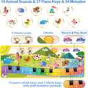 FOKI Toddler Toys Floor Piano Mat with 61 Animal Music Sounds, Baby Kid Sensory Educational Dancing Musical Keyboard Carpet Toy, Record Playback, for 1 to 5 Years Old Boy and Girl