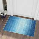 Wonnitar Modern Ombre Small 2x3 Rug for Entryway, Blue Washable Bathroom Soft Throw Mats, Non-Slip Abstract Gradient Area Rug 2x3 Front Door Mat for Indoor Entryway Bedroom Kitchen (Blue, 2'x3')