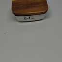 Butter Dish with Lid, ALELION Large Ceramic Butter Dish for Countertop, Butter Keeper with Thick Acacia Wood Lid, Kitchen Decor and Accessories for Kitchen Gifts, White