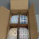 Ceramic Bowls Set with Lid: Microwave Safe Soup Containers for Meal Prep, Cereal, Salad, Picnic, Camping, Office Lunch, Kitchen Food Storage - 5 Inch, 20 oz, 4 PCS, Design C