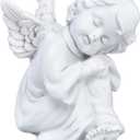 Joyzan Cherub Statue, Resin Lovely White Baby Figurines Angel Garden Memorial Decoration Indoor Outdoor Adorable Sculptures Countertop Shelves Bedside Table Lawn Gazebo Deck Patio Porch Home 2.4*2.2in