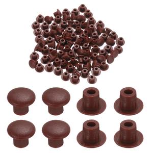 MECCANIXITY 300pcs Plastic Hole Plugs, 5mm (3/16 Inch) Red Brown Screw Caps Cover Snap in Locking Round Button Top Shelf Plugs for Cabinet Cupboard Bookcase License Plate Furniture