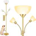Floor Lamps for Living Room Gold, Standing Lamp, 71" Tall Lamp with 3 Lights, Modern Torchiere Tree Floor Lamp, Rotary Switch, Bright Corner Floor Lamp for Bedroom/ Office/ Den(E26 Base, No Bulb)