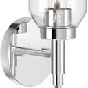 Kichler Madden 1-Light Wall Sconce with Clear Glass in Chrome, Sloped Ceiling Compatible, for Bathroom or Hallway (14.75" x 5"), 55183CH