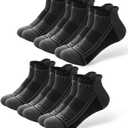 BAMBOO COOL Men's Ankle Socks Moisture Wicking Breathable Odor Control Athletic Cushioned Running Socks Arch Support 8 Pack (Large, 6c-black*6)