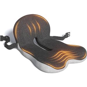 Office Chair Seat Cushion for Long Sitting Workers - L-Shaped Ergonomic Memory Foam with Tailbone Support & Adjustable Strap (Dark/Light Gray)