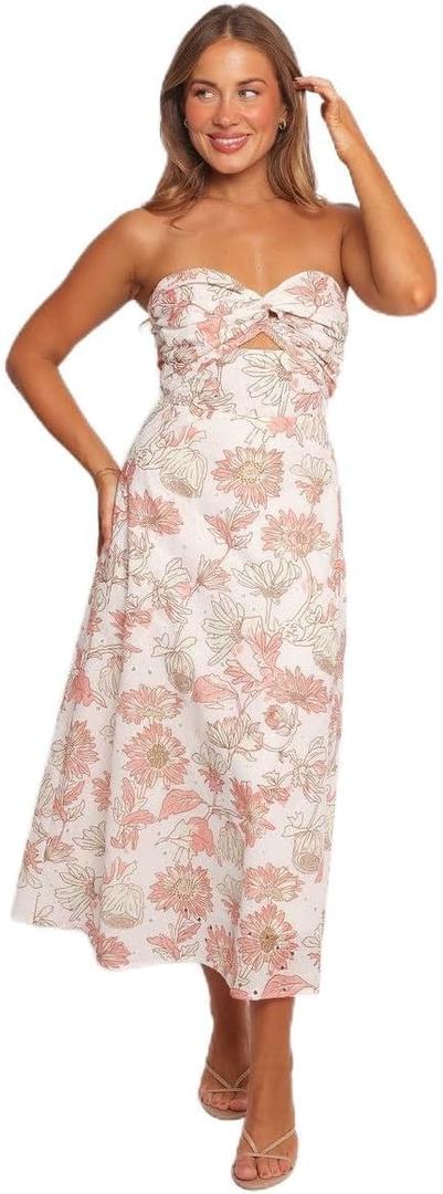 Petal & Pup Women's Calantha-Maxi-Dress-Pink-Floral, Size X-Small