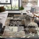 Superior Indoor Area Rug, Jute Backed, Perfect for Office, Living/Dining Room, Bedroom, Kitchen, Hallway, Entryway, Floor, Modern Floral Patchwork Decor, Pastiche Collection, 8' x 10', Beige