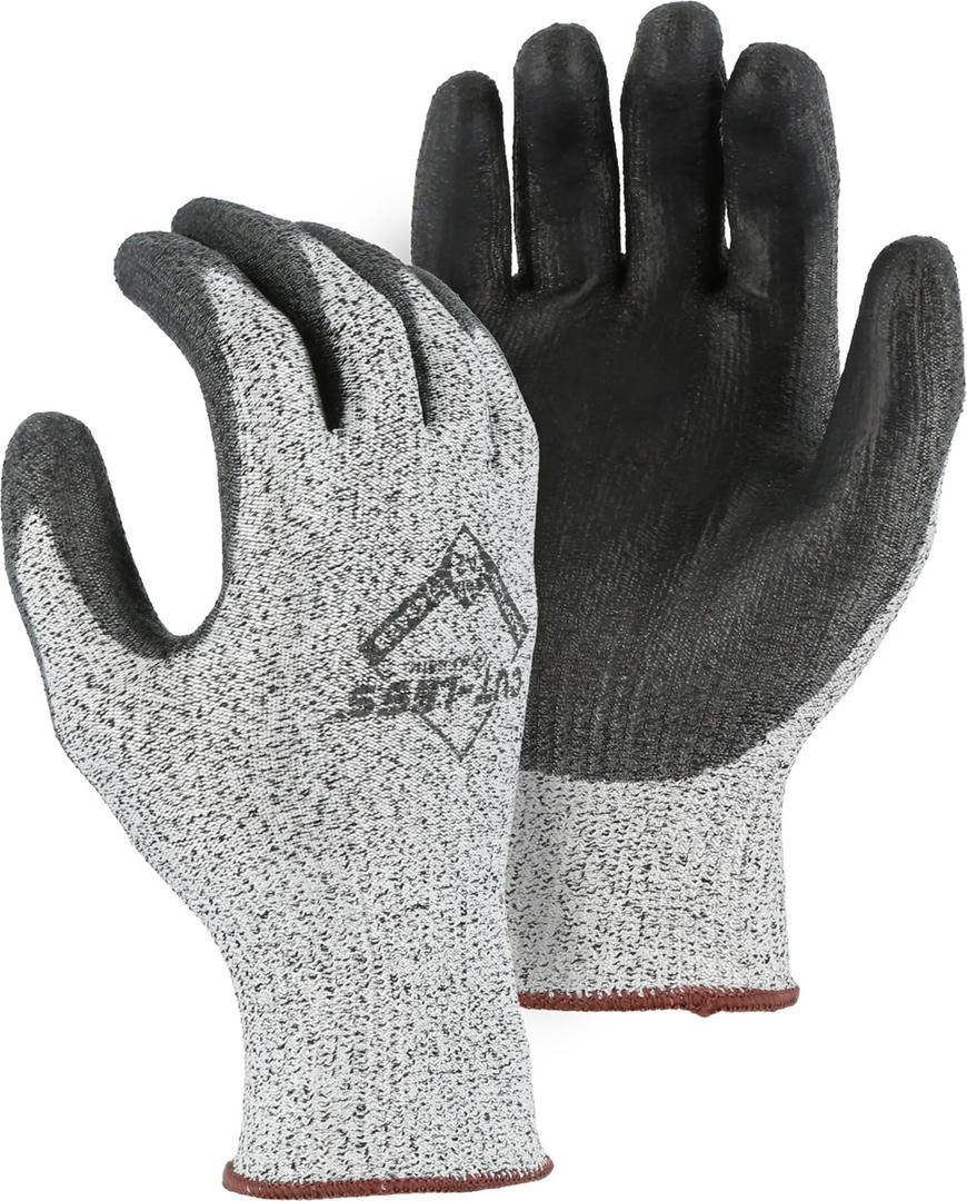 Majestic Cut-Less Korplex Glove with Polyurethane Palm | 1 Dozen - XL | 13 Gauge Liner, ANSI A2, Lightweight Comfort, Breathable, Gray/Gray | for Automotive, Industrial, Manufacturing | 35-1305