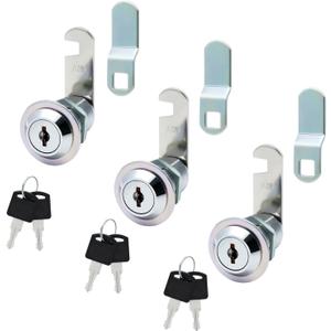 AOTWSEN Cabinet Cam Lock Set - 1-1/8" Chrome Zinc Alloy Cylinder for 7/8" Panels, Secure Replacement for File Drawers/Mailboxes/RV Storage (2-Pack)