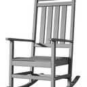 Outdoor Rocking Chair, All-Weather Resistant Poly Lumber Rocker Chair Outdoor, High Back Plastic Patio Rocking Chairs for Outside Porch Rocker Garden Lawn, Slate Grey