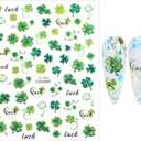 3 x 12 Sheets St Patricks Day Nail Art Stickers - Irish Shamrock 3D Self Adhesive Nails Designs - Green Glitter Nail Stickers for St Patricks Day Accessories for Women - DIY Holiday Nails Decorations
