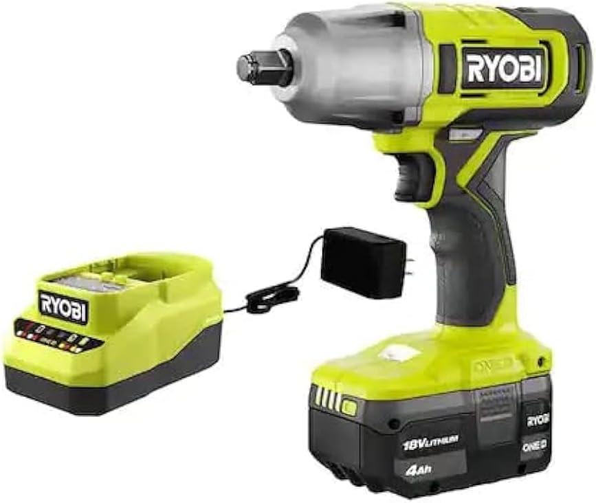 RYOBI ONE+ 18V Cordless 1/2 in. Impact Wrench Kit with 4.0 Ah Battery and Charger, (PCL265K1)