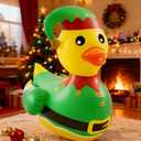 Hungdao 4ft Christmas Golf Cart Decoration Kit Christmas Inflatable Elf Duck PVC Blow Ups Elf Duck Fan Flag Tinsel Garlands Tinsel Streamers Reusable Outdoor Pool Floats Decoration for Parade Yard