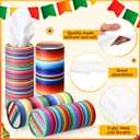 18 Pack Mexican Tissue Box Cover Bulk Colorful Stripes Car Tissue Holder Round Travel Tissues Boxes Taco Tuesday Decorations for Car Cup Holder Bathroom Living Room(Mexican)