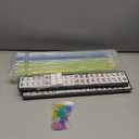 American Mahjong Game Set, 166 Quality White Tiles, 4 All-in-One Color Rack/Pushers, Mahjong Tile Set with Blue Printed Carrying Bag