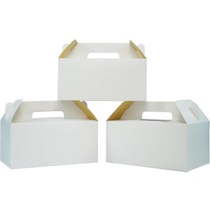 PandaPandaPPS 50 Pack White Gable Boxes (8.25"5"4") for Foods, Gifts and Party Favors, Goodie Gift Boxes Treat Boxes for Birthday Party, Wedding, Baby Shower