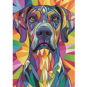 Puzzles for Adults 1000 Pieces Stained Glass American Great Dane Jigsaw Puzzles for Adult Toy Game Gift 20x28in