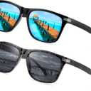 EYEGUARD 2 Pack Bifocal Reading Sunglasses for Men UV400 Protection Outdoors Classic Designer Sun Readers (Black+blue)