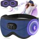 TOPOINT Sleep Mask with Bluetooth Headphones, 3D Eye Mask for Sleep Headphones with White Noise, Total Blackout, 5.4 Bluetooth, Timer, 15 Hours for Women Men, Travel, Meditation, Nap, CPAP Users