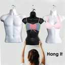 Male Mannequin Torso with Metal Stand Hollow Back Body Stackable Dress Form for Tshirt Display, Countertop, Craft Shows, Photos and Design, S-M Clothing Size (White, Set of 2)