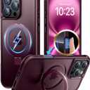 Magnetic Invisible Stand Designed for iPhone 16 Pro Max Case [Military Drop Protection] [Compatible with MagSafe] Shockproof Slim Translucent Matte Case for iPhone 16 Pro Max 6.9" Wine Red