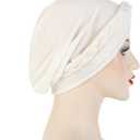 African Women Turban Hats - Braid Twist Solid Caps Pre Tied Chemo Cancer Headscarf Headwrap Hair Cover (White)