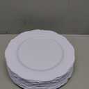 WDF 60pcs White Plastic Plates -10.25inch Baroque White Disposable Dinner Plates for Upscale Parties/Wedding