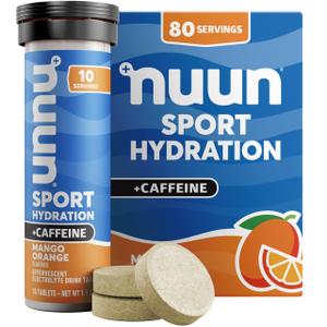 Nuun Sport Electrolyte Tablets with Caffeine from Green Tea Extract, Magnesium, Calcium, Potassium, Chloride & Sodium, Gluten Free & Vegan, Mixed Flavors, 4 Pack (40 Servings Total) (EXP 09/30/26)