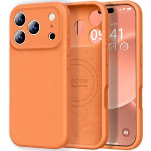 Vooii Magnetic for iPhone 17 Pro Case, Compatible with Magsafe (Premium Liquid Silicone) (Integrated Camera Control Button) Full Body Protective Anti-Scratch Microfiber Lining 6.3", Bright Orange