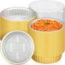 Zhehao 40 Pcs 7 Inch Aluminum Foil Pans with Lids 31 Oz Gold 2X Thicker Heavy Duty Foil Pan Disposable Baking Pans Disposable Cookware Tin Food Containers for Cake Pie Cooking Microwavable Oven