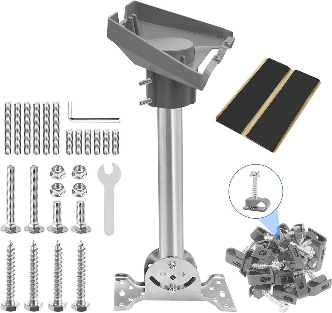 Stainless Steel Starlink Gen 3 Heavy Duty Pivot Roof Mount Kit Compatible with Gen3 / V3 Starlink Standard DishAdjustable 360 , with Die cast Integrated Aluminum Alloy Starlink Gen 3 Pipe Adapter