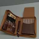 KEJIAR Cigar Humidor Case, Portable Cigar Box with Straight Cutter, V Cutter, Hole Puncher, Humidifier Packs, Travel Humidor and Cigar Accessories Gift Set Leather Cigar Case (Brown)