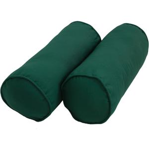Blazing Needles Double-Corded Solid Twill Bolster Pillows with Inserts (Set of 2), 20" x 8", Forest Green