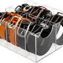 Belt Organizer, Acrylic Belt Storage Holder for Closet and Drawer, 14 Compartments Belt Container for Checkroom, Clear Belt Divider Display Case