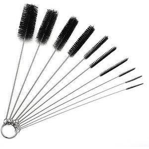 10" Long Professional Tube Cleaning Brush Set, Black, 10 Pc. Kit, Heavy Duty Deep Cleaning Brushes with Flexible Handles for Bottles, Straws, Pipes, Keyboards, Glass, Guns, and Detailing (10pk - 2mm 3mm 4mm 5mm 6mm 8mm 12mm 16mm 20mm 24mm)