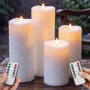 Rossesay 4 Pcs 8" 10" 12" 14" X 5" Flameless Candles, White, Elegant