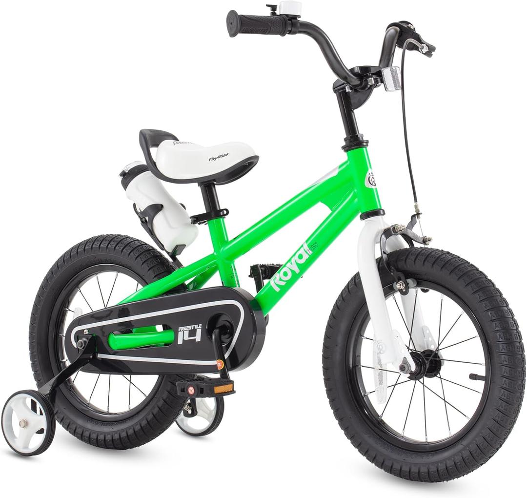 RoyalBaby Kids Bike Freestyle Classic & EZ Balance Pedal Switchable Bicycle, 12 14 16 18 Inch, 3-10 Years Toddler to Big Kids (Green)
