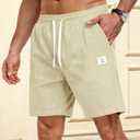 DOWMQ Men's Corduroy Shorts Casual Elastic Drawstring Lightweight Summer Beach Shorts with Pockets Khaki, XL