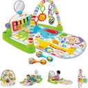 Fisher-Price Baby Playmat Deluxe Kick & Play Piano Gym for Learning & 2 Maracas Soft Rattles for Newborn to Toddler Play Ages 0+ Months (Green)