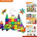 67 PCS Magnetic Tiles Building Blocks Plus 2 Car Bases Set Bundle Kits STEM Preschool Educational Learning Construction Toy