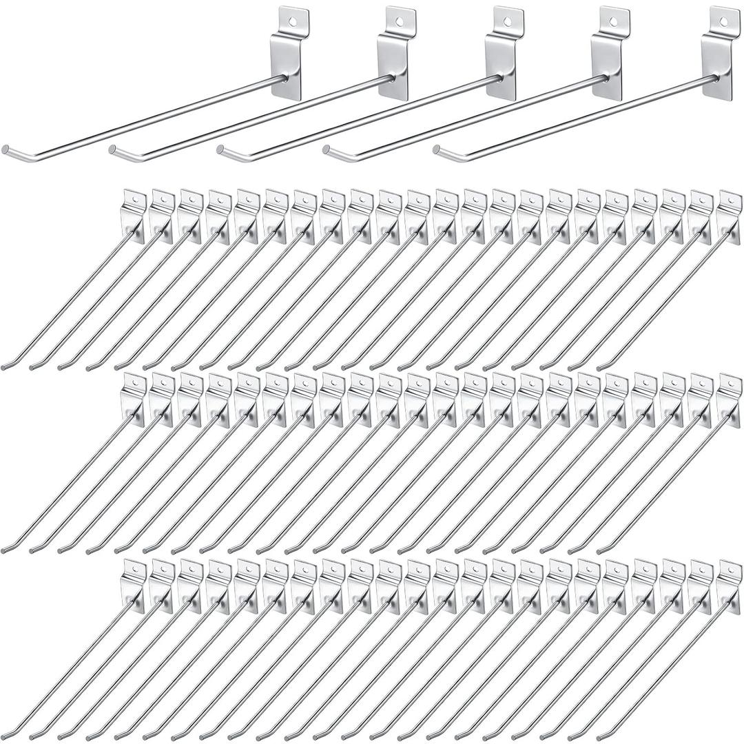 100 Pack Heavy Duty Slatwall Hooks Metal for Garage, 7.87 Inch