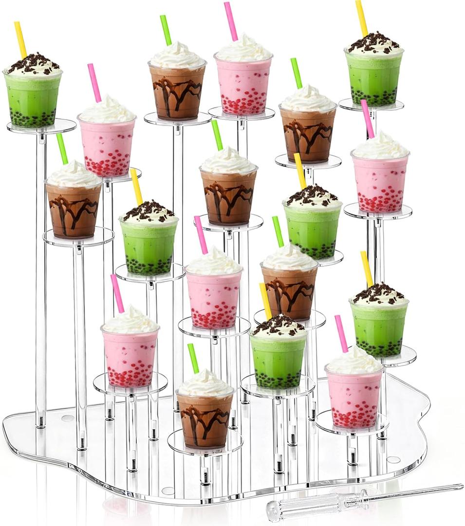 Peohud Acrylic Cupcake Stand for 18 Cupcakes, Clear Dessert Display Tower for Treat Table, Party, Wedding, Birthday, Tiered Display Stand for Rings, Perfumes, Mini Figures